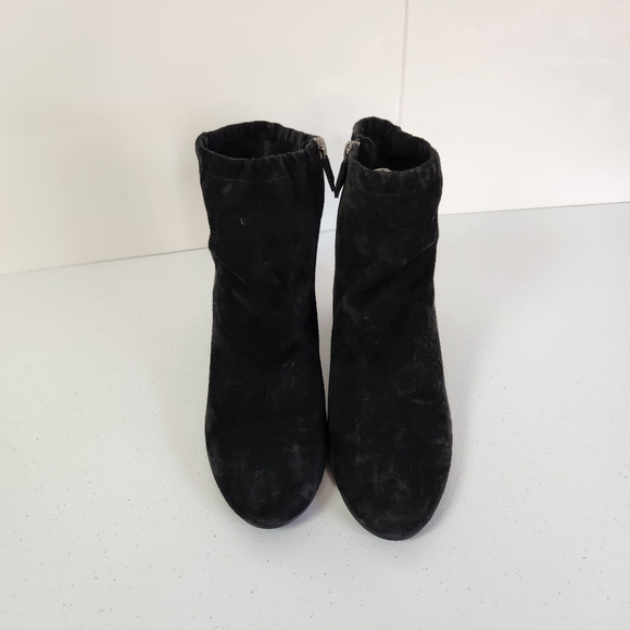 Eileen Fisher Black Suede Leather Hollis Ankle Boot Booties Shoes Chunky Heel 9 - Picture 4 of 10